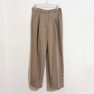 NWT Abercrombie & Fitch Sloane Tailored Wide Leg Trouser Pant in Tan Beige